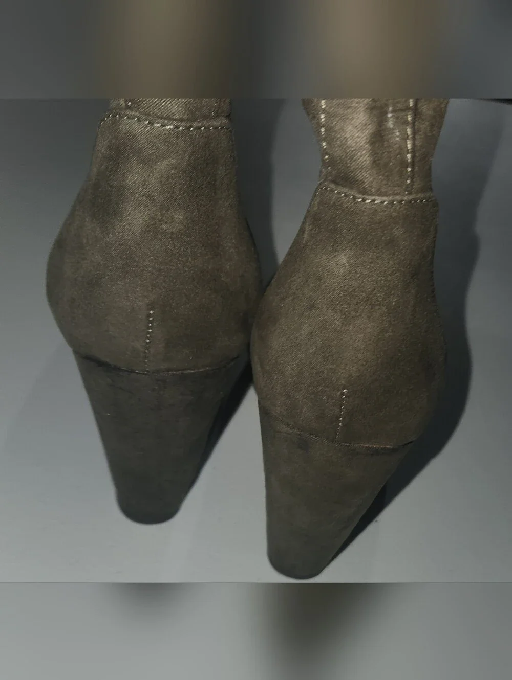 Cato Olive Green Knee High Faux Suede Boots Lace Up Side Zip Size 8.5
